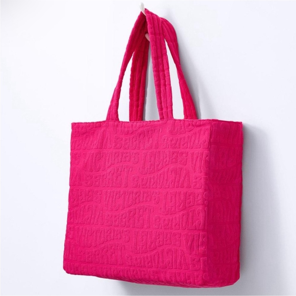 NWT Victoria’s Secret Terrycloth Hot Pink Beach Tote Soft Bag Beach Bag